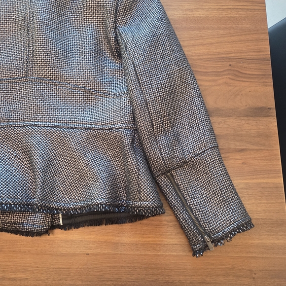 Banana Republic Gunmetal Jacquard Blazer, Metallic Tweed | Women's Size 12 - Picture 8 of 12